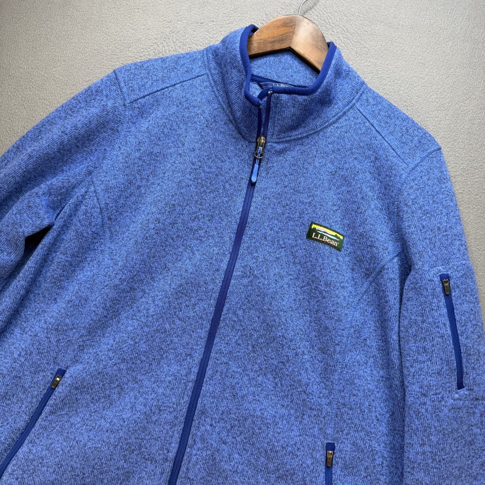 LL Bean Sweater Fleece Jacket Womens XL Blue Full Zip Outdoor Hiking Layering